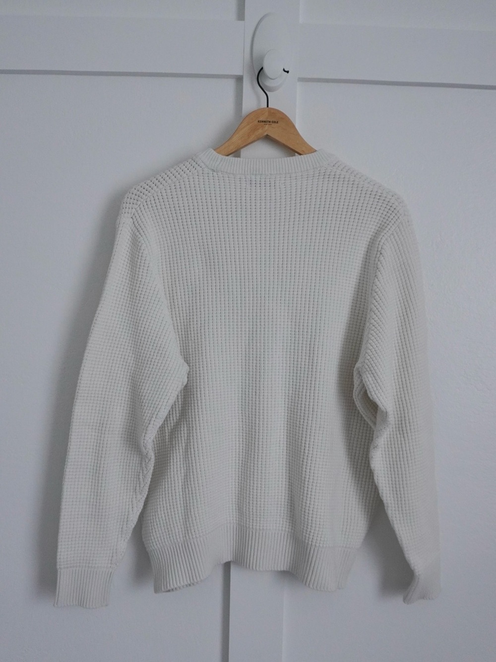 Zara White Waffle Knit Crew Neck Sweater - Picture 3 of 3